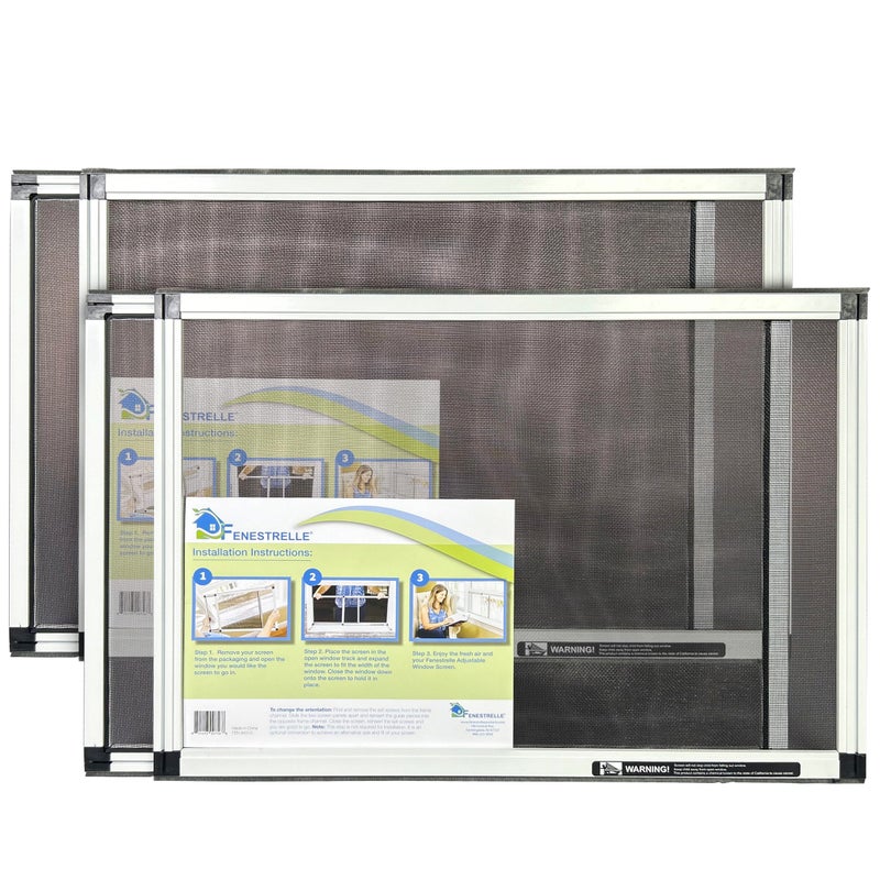 Fenestrelle Expandable Window Screen â€“ 15â€³ H Ã— 21â€³â€“40â€³ W Horizontal, 2â€‘Way Adjustable Window Screen with Flame Resistant Fiberglass Mesh, Pack of 2 - Image 1